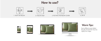 MIULEE Pack of 2 Couch Throw Pillow Covers 18x18 Inch Spring Soft Sage Green Chenille Pillow Covers for Sofa Living Room Solid Dyed Pillow Cases
