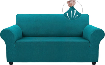 Couch Covers for 3 Cushion Couch Sofa Pet Friendly, 3 Seater Sofa Cover Washable Slipcovers Protector Furniture Covers for Dogs Spandex Jacquard Fabric Small Checks（Large，Black）