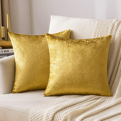 MIULEE Velvet Throw Pillow Covers 18x18 Inch, Pack of 2 - Dark Blue, Super Soft Decorative Square Cushion Cases Modern Luxury Home Decor for Sofa, Couch, Bed, Chair