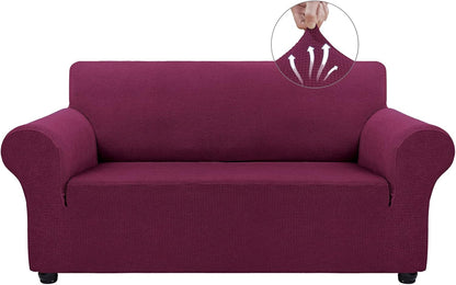 Couch Covers for 3 Cushion Couch Sofa Pet Friendly, 3 Seater Sofa Cover Washable Slipcovers Protector Furniture Covers for Dogs Spandex Jacquard Fabric Small Checks（Large，Black）