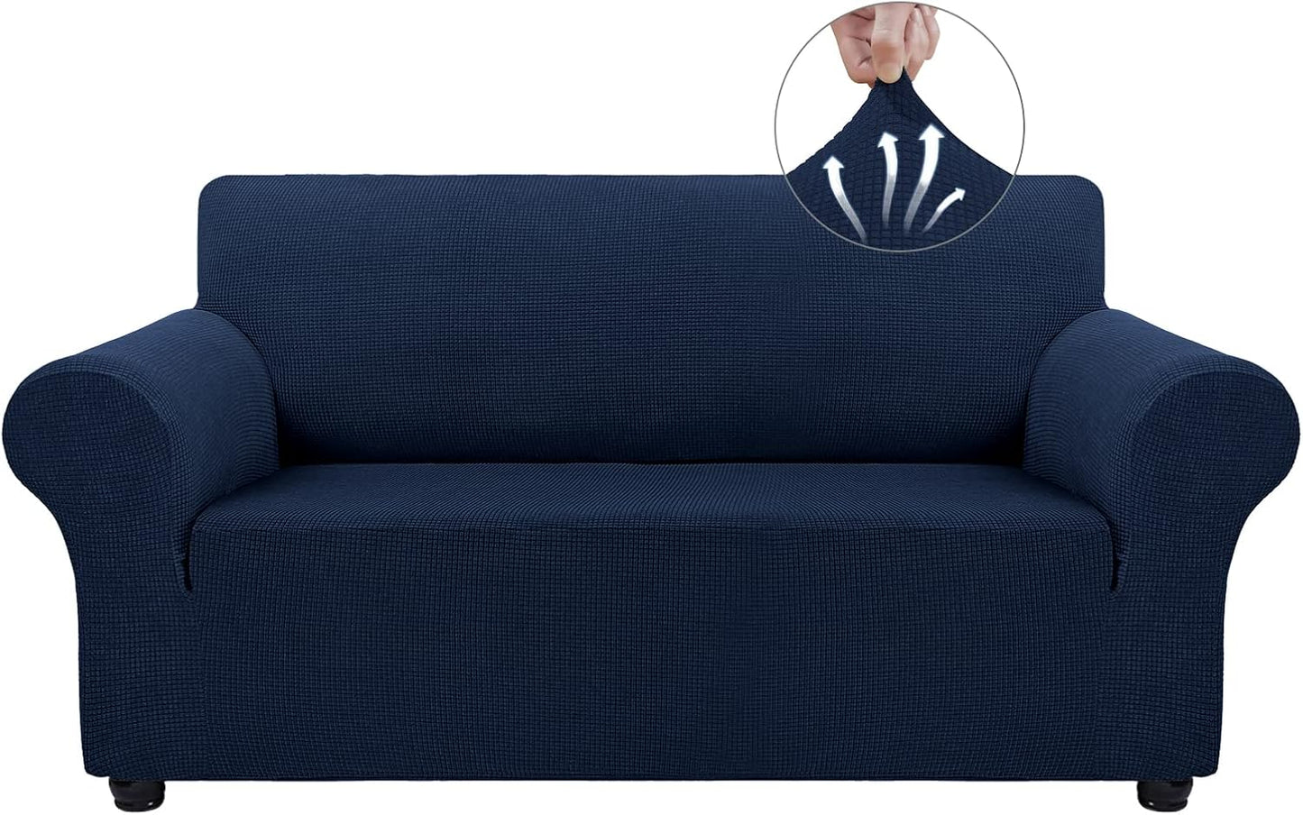 Couch Covers for 3 Cushion Couch Sofa Pet Friendly, 3 Seater Sofa Cover Washable Slipcovers Protector Furniture Covers for Dogs Spandex Jacquard Fabric Small Checks（Large，Black）