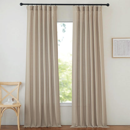 Natural Linen Curtains 84 inch Long 2 Panels Set, Grommet Top Thick Linen Burlap Semi Sheer Vertical Drapes Privacy Assured with Light Filtering for Bedroom/Living Room, W55 x L84