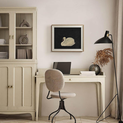 Framed Wall Art for Living Room, Swan Art Canvas Prints, Vintage Home Decor, Animals Painting Picture, Bathroom Wall Decor Gifts for Friends or Family - 12L x 10W