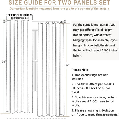 100% Blackout Shield Blackout Curtains for Bedroom 84 Inches Long, Back Tab/Rod Pocket Living Room Drapes, Thermal Insulated Blackout Curtains 2 Panels Set, 50" W x 84" L, Cream