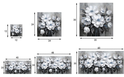 Bathroom Canvas Wall Art, Bathroom Wall Decor,Living Room, Bedroom,Office,Small Gray and White Blue Flower Wall Decoration, 12x12 inches