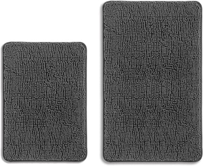 Bathroom Rugs 36 x 60 Inch – Extra Large Bath Mat | Absorbent and Washable Thick Chenille Bath Rugs Non-Slip Runner Rug for Bathroom, Shower, Tub(Gray)