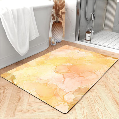 Thin Bath Mat, Diatomaceous Earth Shower Mat Non Slip Instantly Removes Water Drying Fast Bathroom Mat Modern Abstract Wave Marble Texture Easy to Clean (3x5ft/36x60in/90x150cm, Pink)
