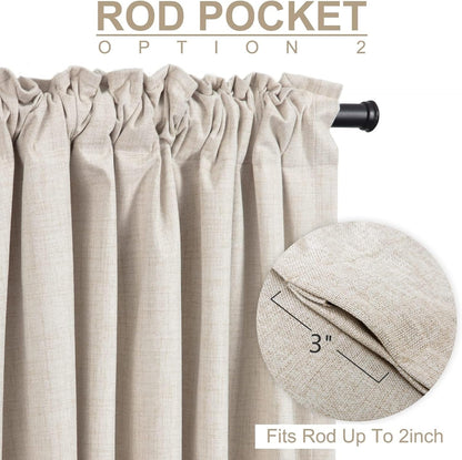 100% Blackout Shield Blackout Curtains for Bedroom 84 Inches Long, Back Tab/Rod Pocket Living Room Drapes, Thermal Insulated Blackout Curtains 2 Panels Set, 50" W x 84" L, Cream