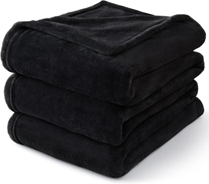 Fleece Blanket Black Throw Blankets for Couch & Bed, Luxury Plush Cozy Fuzzy Blanket 50x60 inches, Super Soft Warm Lightweight Throw Blanket for Travel Camping
